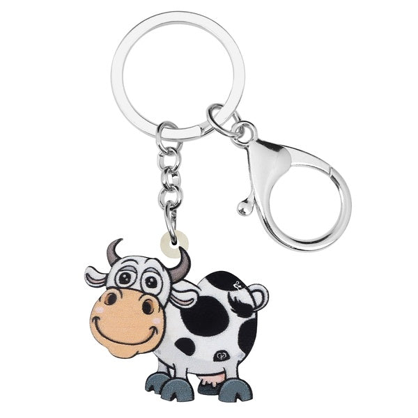 Acrylique bovins laitiers vache porte-clés animaux de ferme porte-clés pour femmes filles adolescents sac à main voiture sac à main charmes décoratio
