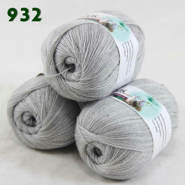 Sale 3 balls x50g LACE Soft Crochet Acrylic Wool Cashmere hand knitting Fashion Home Decor Living Yarn Light Grey 238-932 Professional sales of yarn,