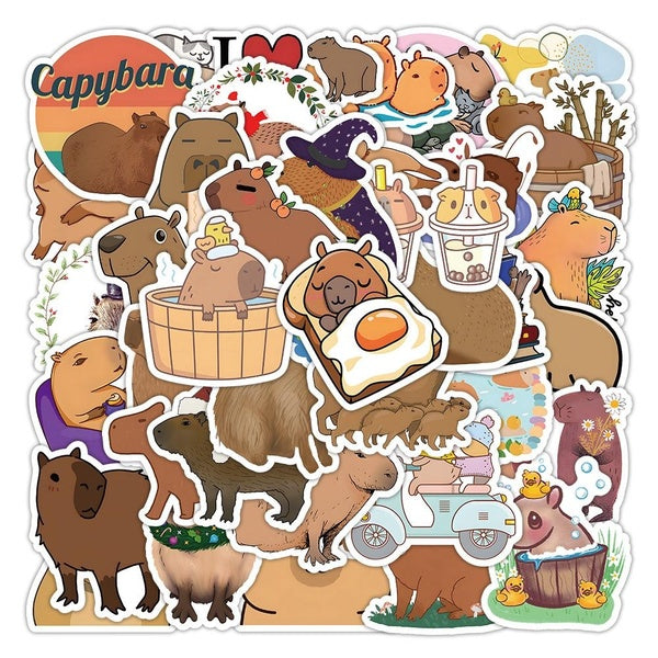 10-60pcs Cartoon capybara stickers graffiti Stickers for DIY Luggage Laptop Skateboard Motorcycle Bicycle Sticker