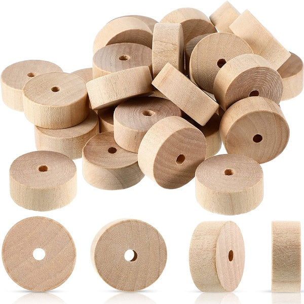 20Pcs Wood Wheels Wooden Craft Wheels Wooden Toy Tires with 1 Inch Diameter 3-16 Inch Hole for Crafts DIY Toy Cars Wooden Crafting Projects