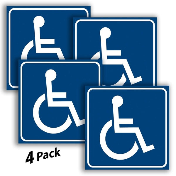 Nouvelle marque Handicap Signs Stickers Decal Symbol - Pack de 4, 6 x 6 pouces - Conforme à l'ADA - Désactiver le signe de fauteuil roulant, autocoll