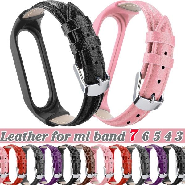 Leather Strap For Xiaomi Mi Band 7 6 5 4 3 for MiBand 5 Bracelet Leather Wrist Band for Mi Band 6 Wristbands Smart Accessories Matron Inn