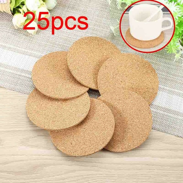 25pcs Plain Round Cork Coasters Cup Mat For Coffee Drink Tea Wine Placemats