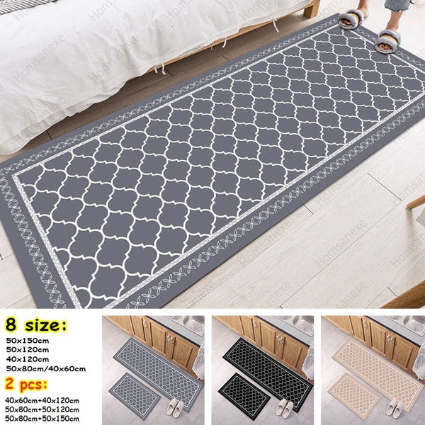 3 Colors Moroccan Carpet Waterproof Oilproof Kitchen Mat Antislip Bath Mat Soft Bedroom Floor Mat Living Room Carpet Doormat Kitchen Rug Home Decor 8