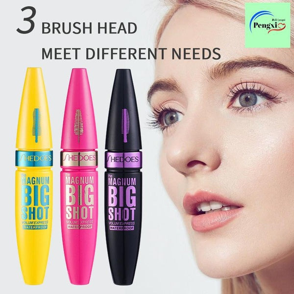Cross-border explosions mascara three kinds of brush head thick and elongated waterproof and sweat-proof mascara without smudging lasting makeup.