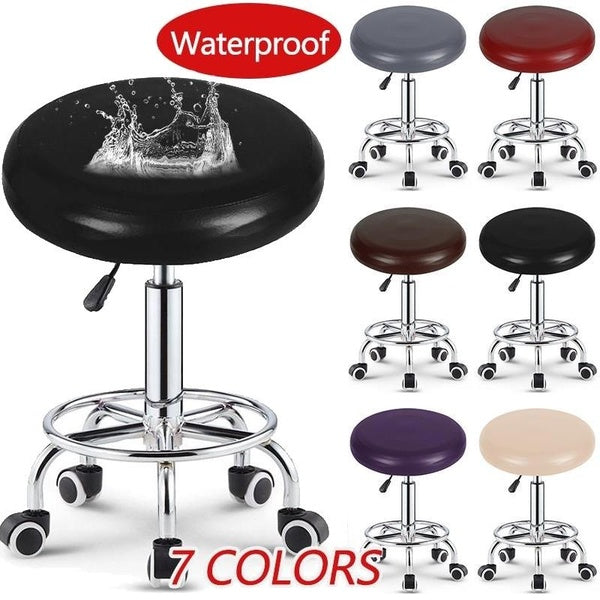 1-2-4-6pcs Round Bar Stool Seat Covers Watedrproof Dining Seat Chair Covers Faux PU Leather Stool Cushion Slipcover Washable Elastic Bar Chair Protec
