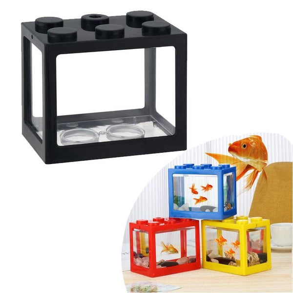 PVC Betta Fish Tank Mini Aquarium Betta Fish Accessories Building Block Decor Ornamental Aquarium Tank Pet Decoration