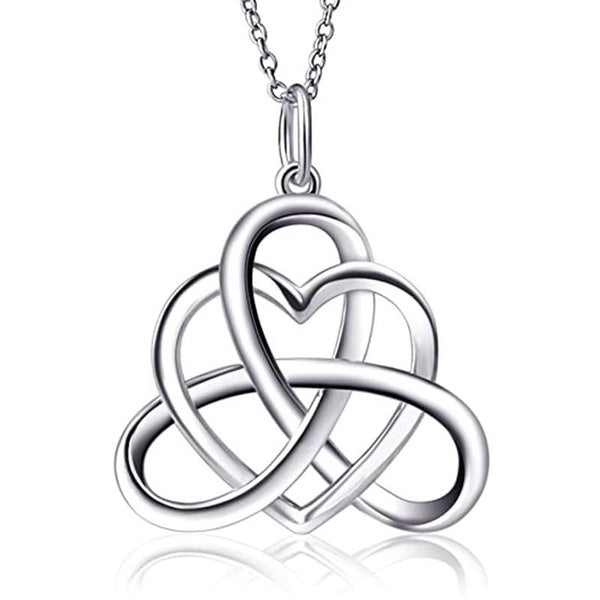 Charming Silver Plated Celtic Knot Heart Pendant Necklace for Women Bridal Romantic Wedding Necklace Jewelry