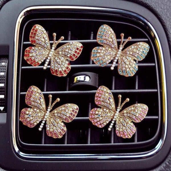 Car Air Outlet Perfume Clip Exquisite Diamond-studded Butterfly Air Conditioning Air Outlet Jewelry Goddess Car Aromatherapy Clip