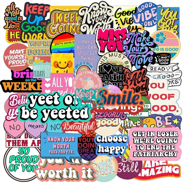 10-50pcs Colorful Motivational Phrases Stickers Inspirational Life Quotes Stickers positive energy graffiti Stickers for DIY Luggage Laptop Skateboar