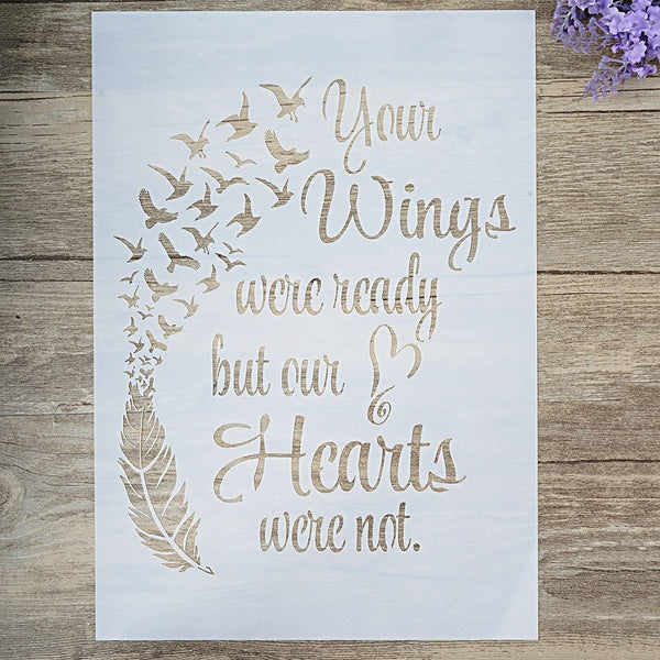 A4 A3 A2 Size DIY Craft Layering Wing Feather Stencil For Wall Painting Scrapbooking Stamping Stamp Album Decorative Embossing Paper Card
