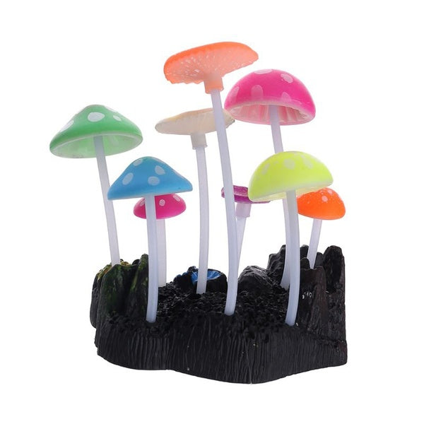 1 pièces décorations de champignon rougeoyant pour aquarium ornement en Silicone de réservoir de poisson, pour les environnements de poisson Betta d'