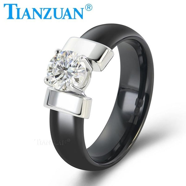 6mm Moissanite Ceramic Rings for Women Men Band Gifts Fine Jewelry Everyday Accessories Matron Inn