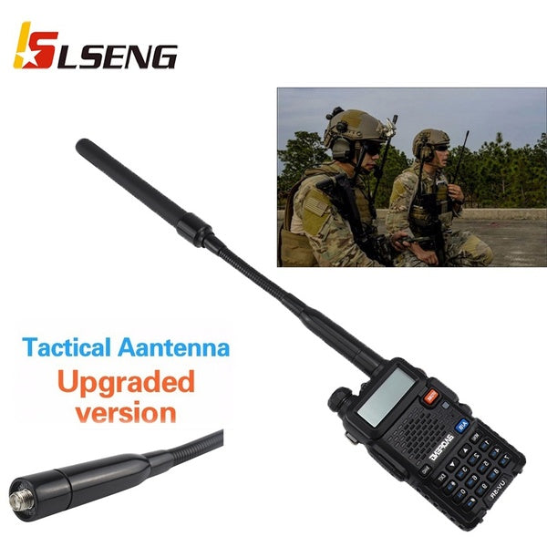 LSENG Goose Tube SMA-Female Dual Band VHF UHF 144-430Mhz Foldable CS Tactical Antenna For Walkie Talkie Baofeng 5R BF-888S Radio