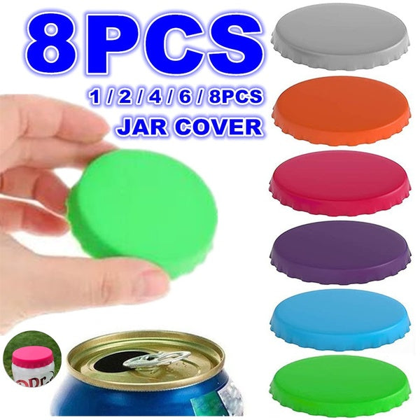 1-2-4-6-8pcs Reusable Beverage Can Covers Beverage Can Lids Soda Lid Protectors Can Silicone Sealing Bottle Cap Leak-proof Sealing Lid
