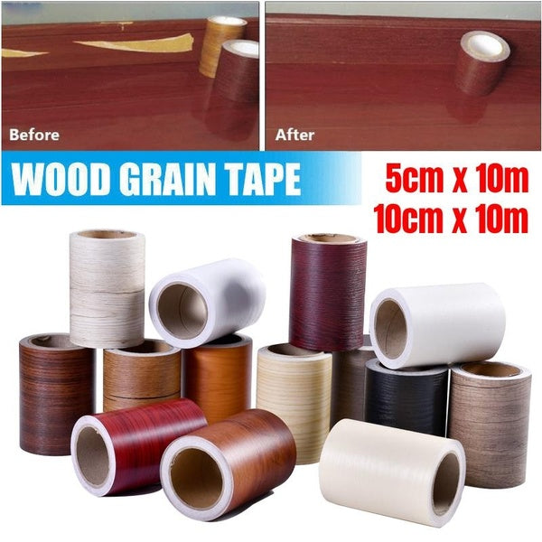 5cm-10cm x 10m Wood Grain Tape Self Adhesive Wood Grain Repair Patch for Tables, Chairs, Baseboards, Doors, Windows, Floors and Furniture Renovation