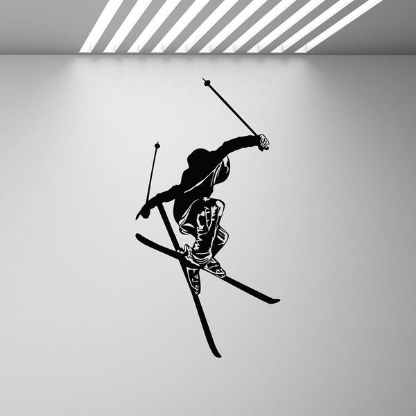 Ski Wall Decal Skier Poster Gym Mural Winter Games Skiing Vinyl Wall Sticker Fitness Extreme Sport Boy Man Cave Decor
