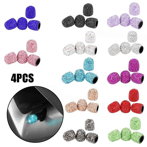 4pcs Bling Car Tire Valve Caps Shining Dust-proof Wheel Valve Cover Vehicle Bling Valve Cap Car Styling Accessories