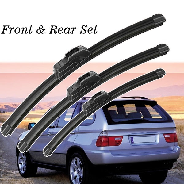 Xukey 3Pcs-set Front Rear Windscreen Wiper Blades Kit For BMW X5 E53 2006 2005 2004 2003 2002 2001 2000