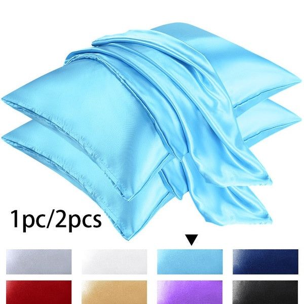 Cooling Pillow Cases Satin Silk Pillowcase for Hair and Skin Pure Color Silk Soft Fresh Breathable Smooth Both Sided Silk Pillow Cover with Envelope