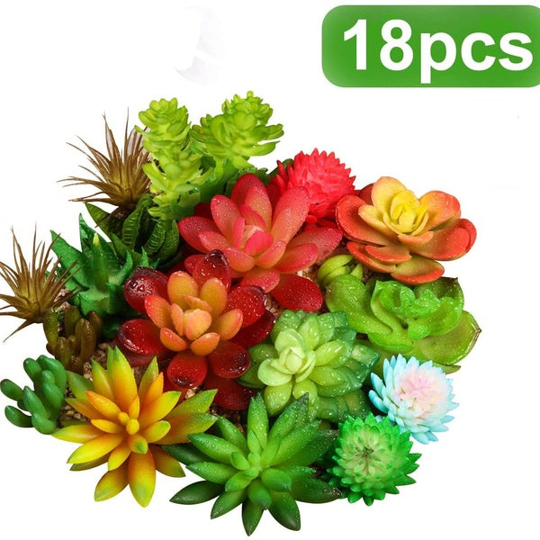 18 Pieces Artificial Succulents Plants Assorted Unpotted Realistic Plants Fake Textured Succulent Picks for DIY Home Landscape Decorations