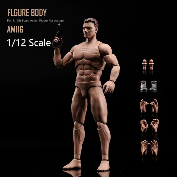1-12 Scale Flexible Muscular Super Strong Suntan Skin Body+Head+Hand+Feet+Shoes Accessories Fit For 6 inch Male Action Figure Doll Toys Matron Inn