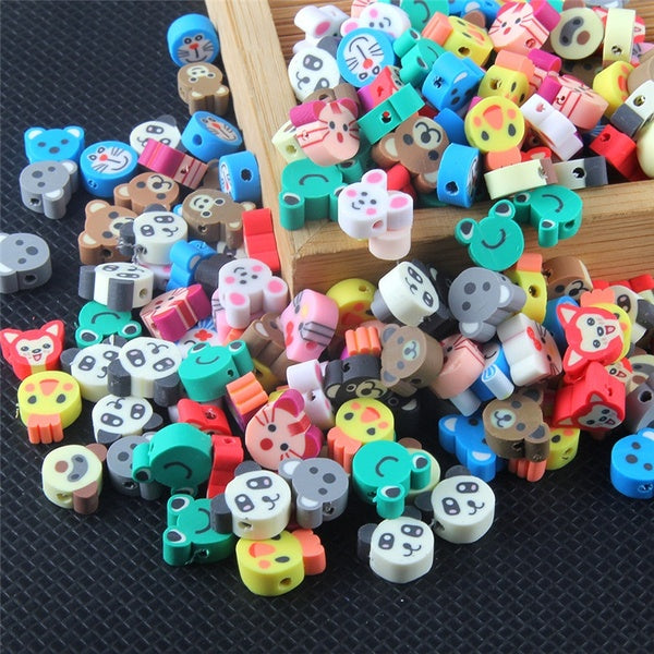 20 PCS-Pack Mixed Color Letter heart Flower Fruit star animal Style Polymer Clay Spacer Beads DIY Necklace Bracelet Earring Jewelry Findings Making