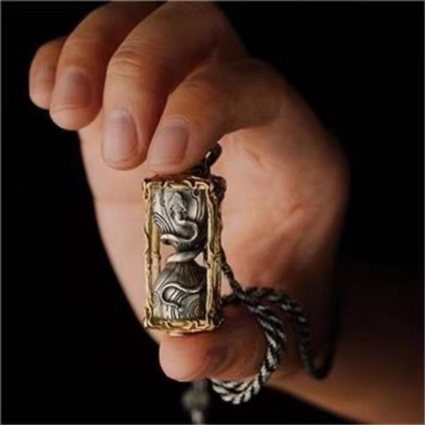 Fashion Vintage Stainless Steel Time Hourglass Snake Pendant Necklace Trendy Men's Accessories Matron Inn