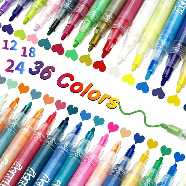 Acrylic Paint Markers Paint Pens 12-18-24-36 Colors, Premium Medium Tip Acrylic Paint Pens for Wood, Canvas, Stone, Rock Painting, Glass, Ceramic Sur