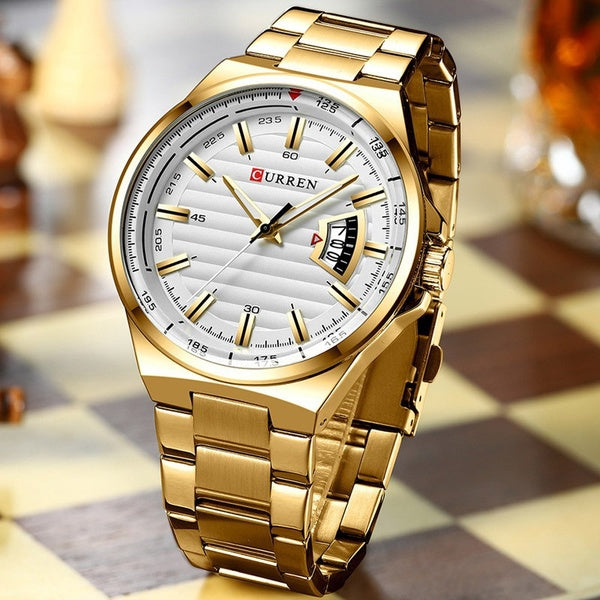 Montres de luxe pour hommes marque CURREN en acier inoxydable montre-bracelet à Quartz analogique Date automatique robe d'affaires étanche