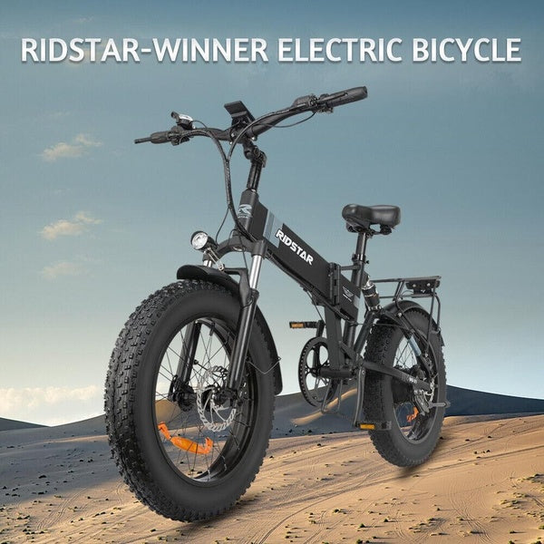 Ridstar 1000W 20" Fat Tire Folding Electric Mountain Bicycle Beach City EBike US EU in stock