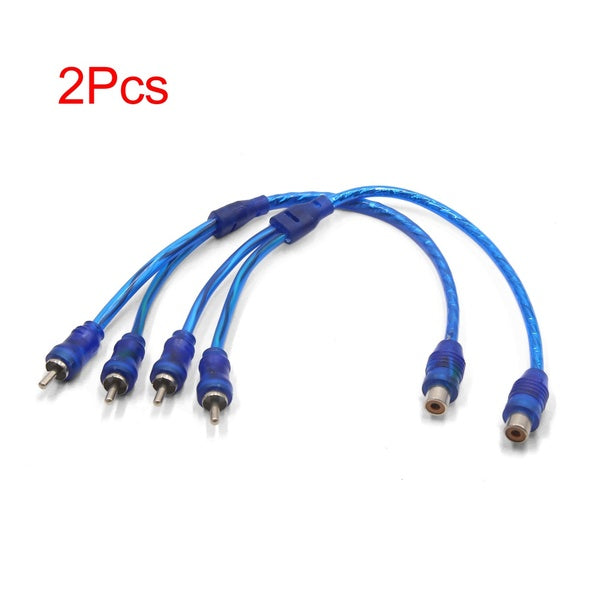 2Pcs 11.4 Inch Long Female to 2 Male RCA Splitter Adapter Audio Y Cable Wire for Car