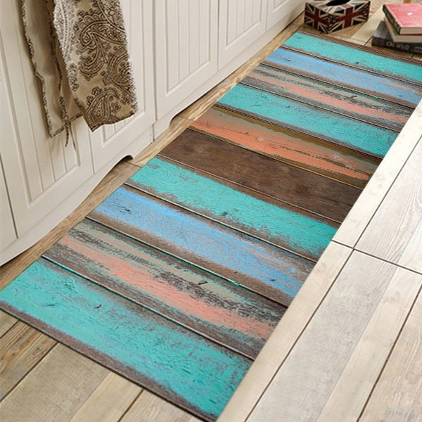 Beach Wooden Plank Rugs Runner Rug Kitchen Bathroom Non Slip Water Absorbent Floor Mats Hallway Carpet Entry Rugs