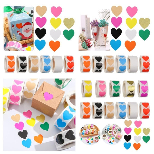 250-500PCS-Roll Stickers Package Label Birthday Party Supplies Gift Packaging Seal Labels Love Heart Shaped Sticker