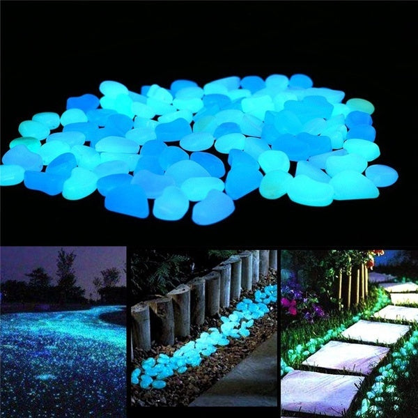 100pcs-Bag Luminous Stones Glow in the Dark Stones Rocks for Home Fish Tank Garden Outdoor Walkway Decor