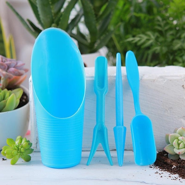 4Pcs-Set Gardening Tools Succulent Tools Gardening Tools Seedling Starter Bucket Shovel Soil Shovel Flower Planting Shovel Flower Potting Plastic Sho