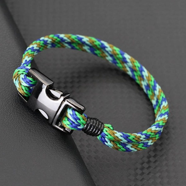 Fashion Handmade Braided 3mm Rope Bracelet Charms Hook Mens Outdoor Survival Braclet For Men Cool Jewelry Homme