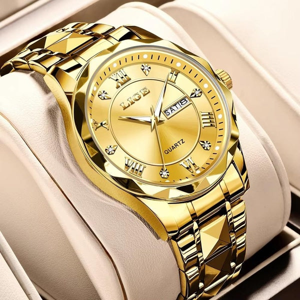 2024 LIGE Top Marque De Luxe Homme Montre-Bracelet Étanche Lumineux Date Semaine Hommes Montres En Acier Inoxydable Quartz Hommes Montre Pour Homme r