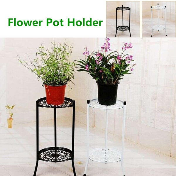 Iron Art Double Layer Flower Pot Holder Plant Stands Garden Outdoor Indoor Shelf Rack Holder Home Decor Storage Gifts