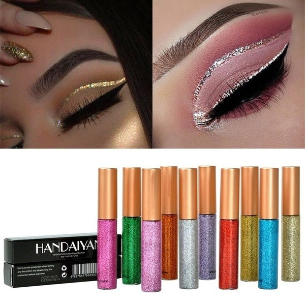 10 Colors Bright Flashing Eye Liner Quick To Dry Waterproof Glitter Eyeshadow Liquid Eyeliner Beauty Makeup
