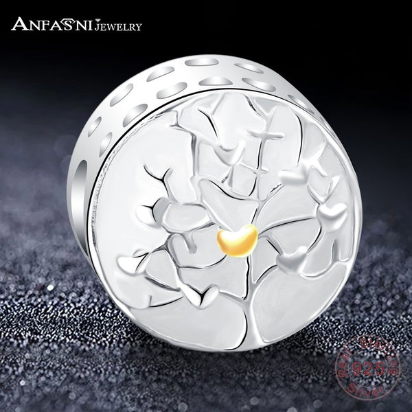 Le plus récent arbre de coeurs en argent Sterling 925 avec des perles de charme en émail argenté convient au bracelet à breloques Pandora Original po