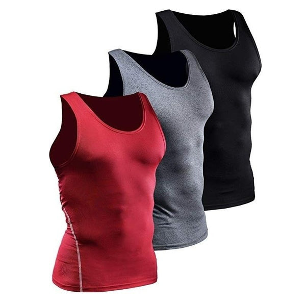 Men's Sweat Tanktops Compression Vest Training Tank Cool Dry Compression Shirt Athletic Under Base Layer Sport Tank Top