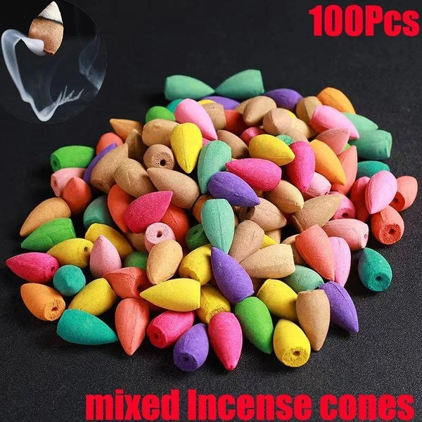20-50-100 Pcs Mixed Waterfall Smoke Backflow Natural Incense Cone Incense Cone Lavender Multi-scented Suitable for Places Tea Room Yoga Room