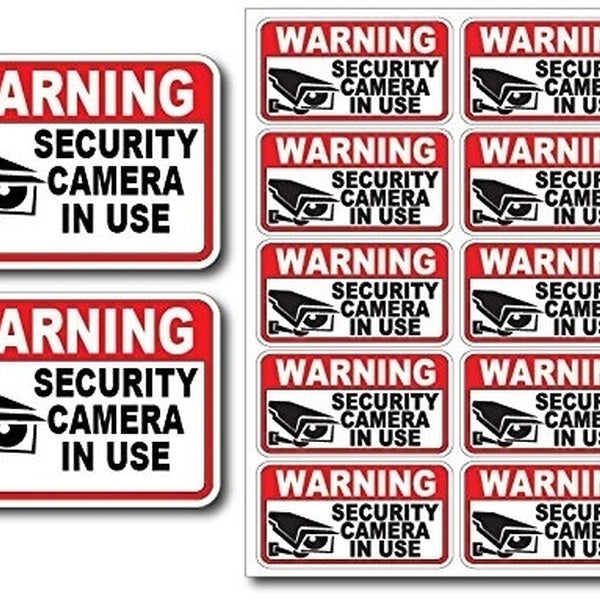 High-quality 12Pk Security CAM in USE Surveillance Burglar Alarm Decal Warning Vinyl Stickers