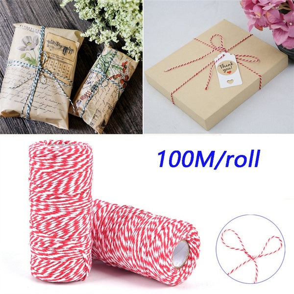 100m-roll Cotton Rope Bakers Twine String Cord Christmas Bottle Gift Box Packing Decor Craft