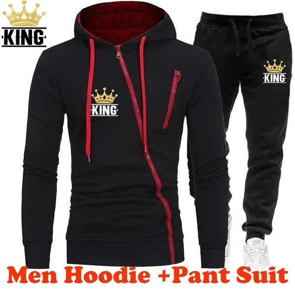 King Mens Outfits Sweat Suits Tracksuit Mens Hoodies Sweatpants Jogging Sport Set Tracksuits Joggers Men 2 Pcs