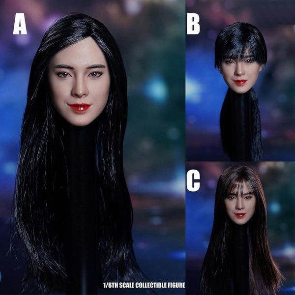 3 Types 1-6 Scale Asian Beauty Head Sculpt For 12" Female Action Figure Body Head Carving Model Toys Accessories