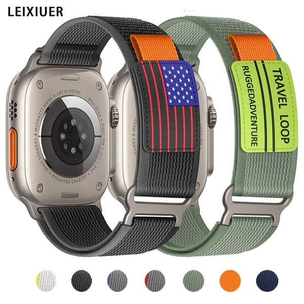 LEIXIUER Band for Smart Watch Ultra-Ultra 2 49mm 9 8 7 45mm 41mm for Smartwatch Series SE 6 5 4 3 2 1 44mm 40mm 42mm 38mm, Nylon Sport Belt Bracelet
