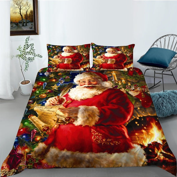 Bedding Cover Set Home Bed Clothes Unique Design Merry Christmas Home Textiles Santa Claus Printed Bedding Sets