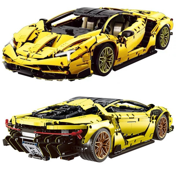 New Yellow Super Sport Car 3899Pcs Model Building Block Brick Toy Boy Christmas Gift